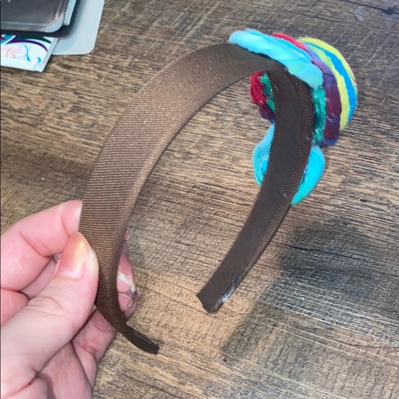 (CLOSET CLOSING FINAL SALE) Handmade Upcycled Tshirt Rainbow Flower Headband - Picture 3 of 4